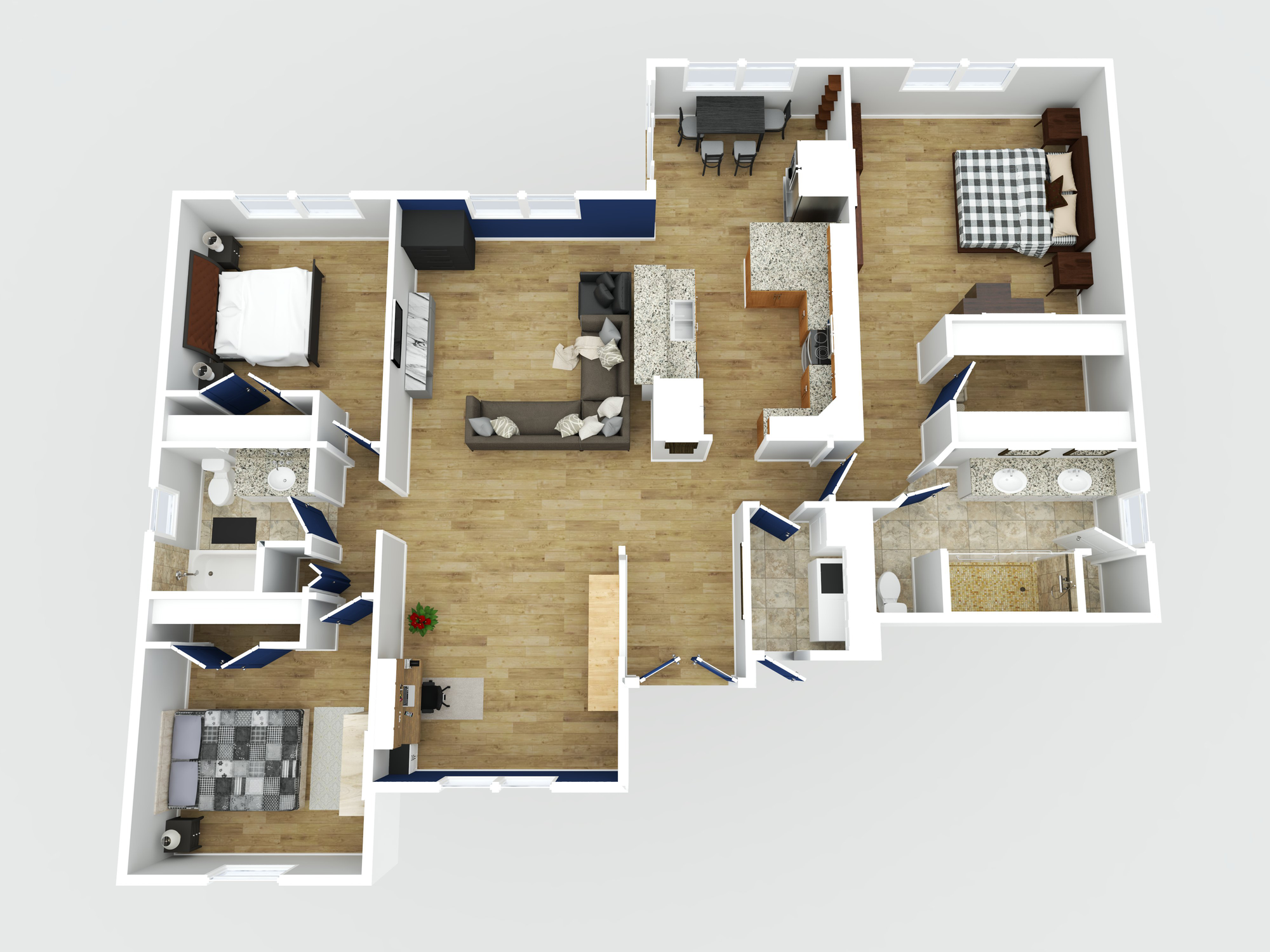 colored three dimensional floorplan